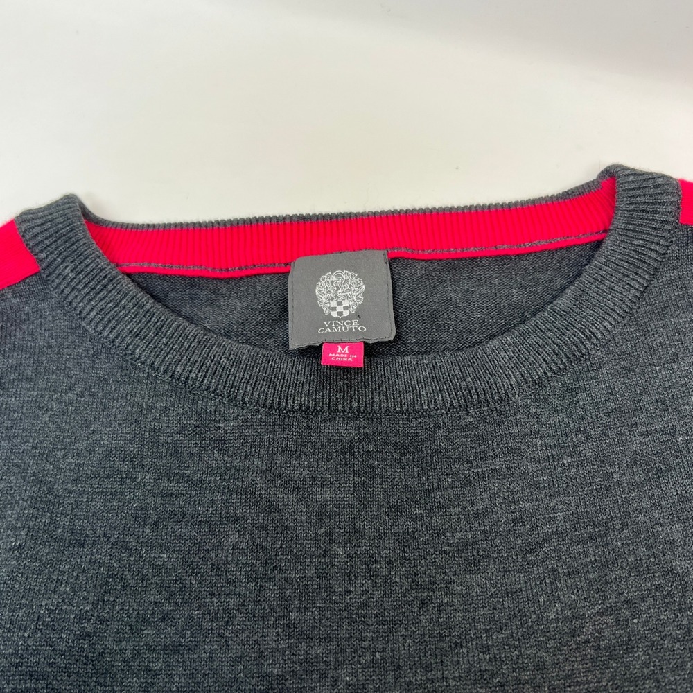 Vince Camuto Women Medium Gray Pink Stripe Knit Sweater Dress Long Sleeve - Picture 7 of 11